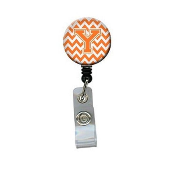Carolines Treasures Letter Y Chevron Orange and White Retractable Badge Reel CJ1046-YBR
